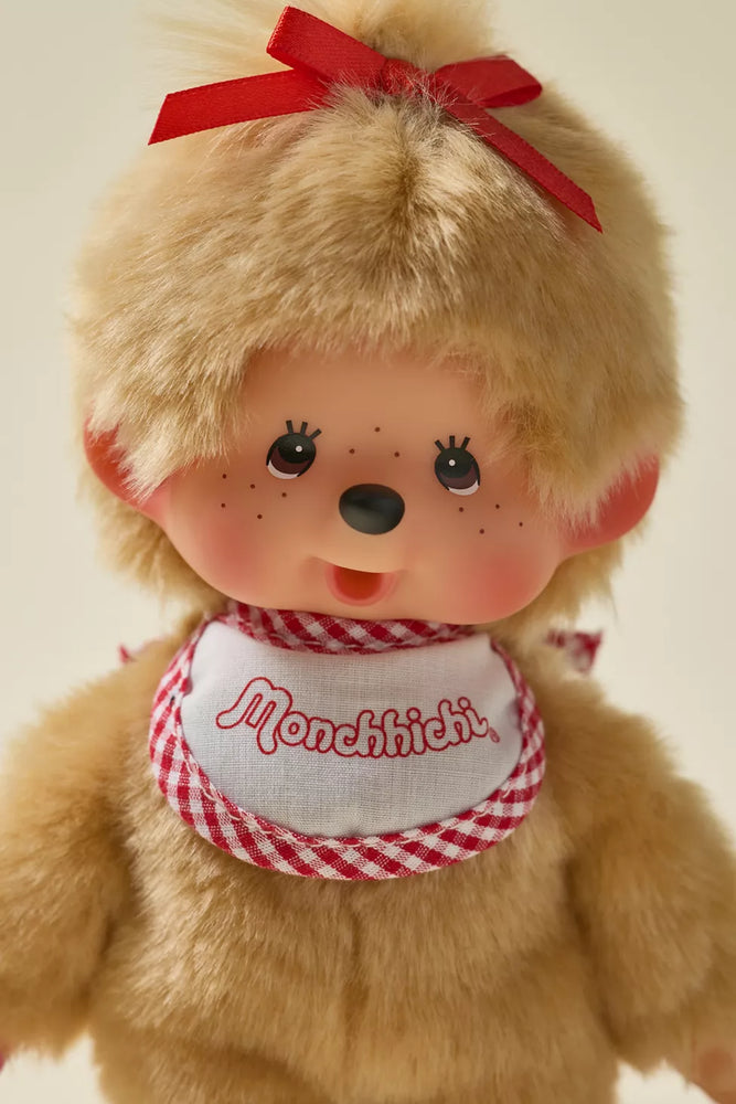 Monchhichi Beige Boy With Bib - Red/White