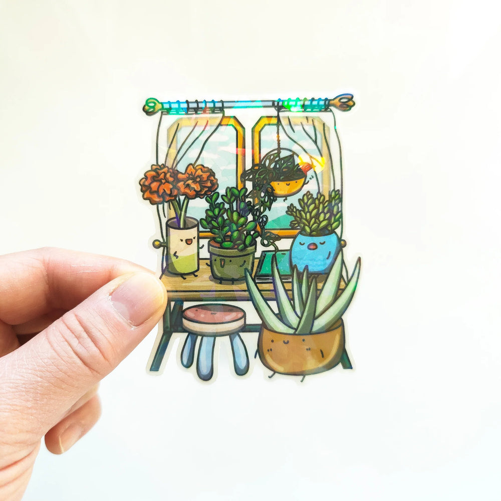 Chill Window Houseplants Holographic 3" Vinyl Sticker
