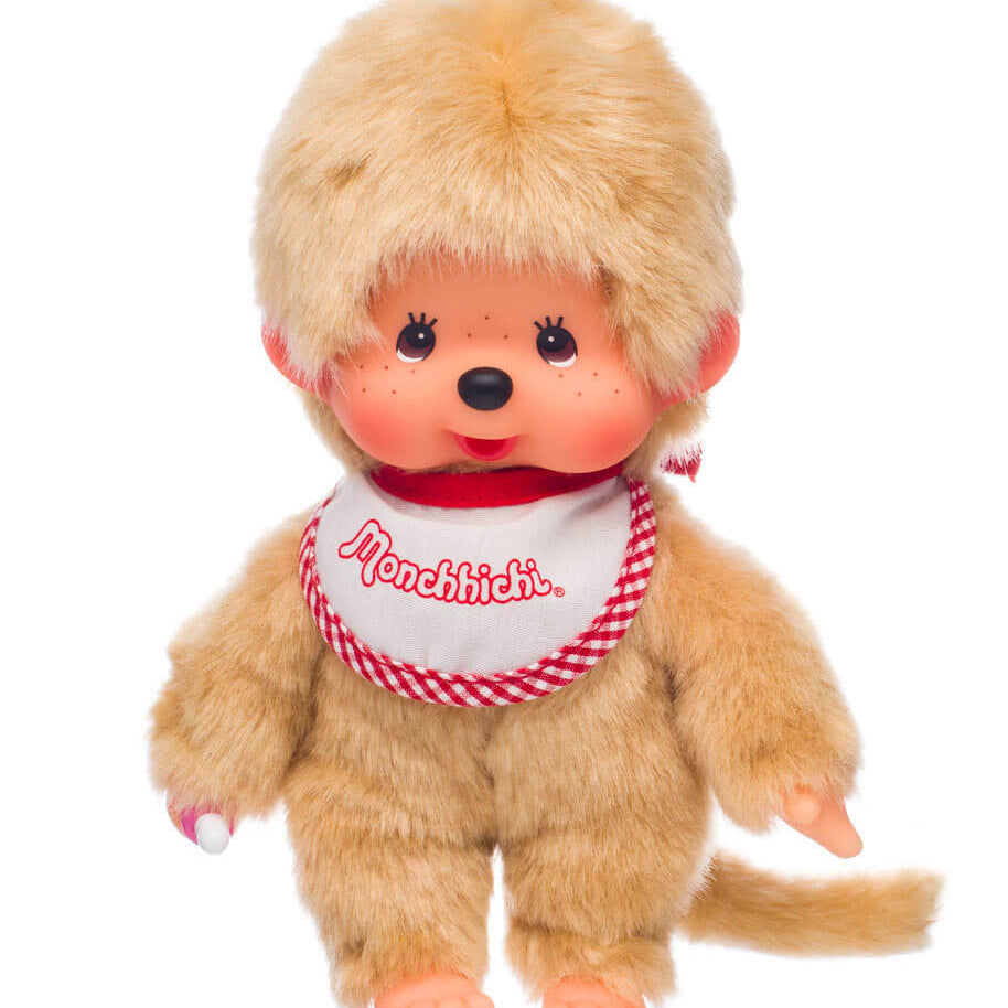 Monchhichi Beige Boy With Bib - Red/White