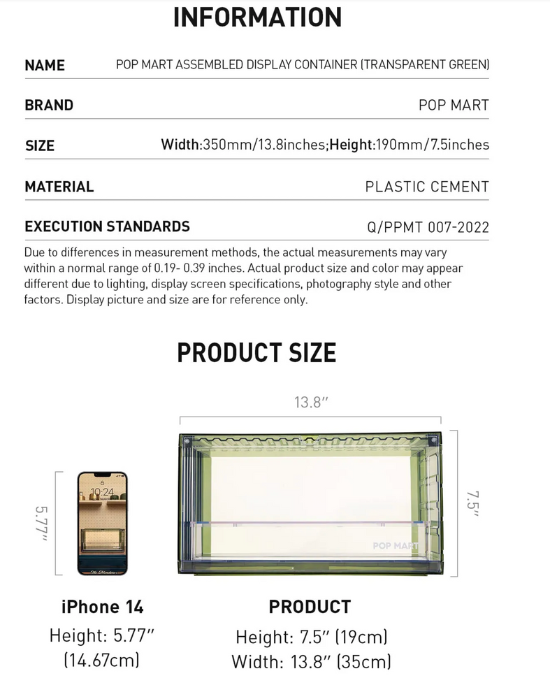 POP MART Transparent Assemblable Display Container