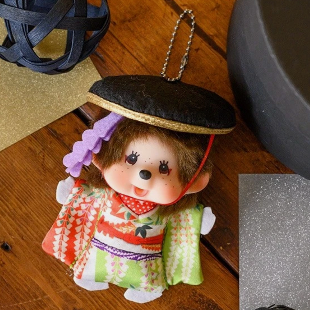 Big Head Monchhichi Keychain Kabuki Edition