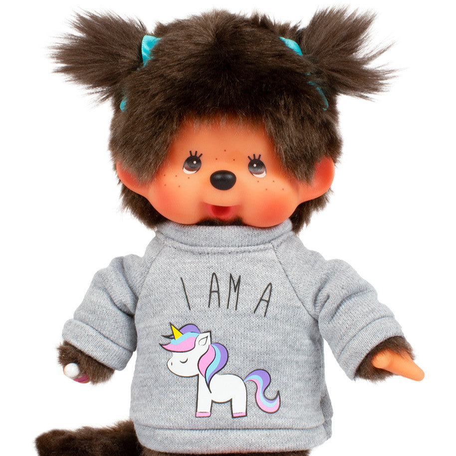 Monchhichi Girl w/ Unicorn Sweater Doll